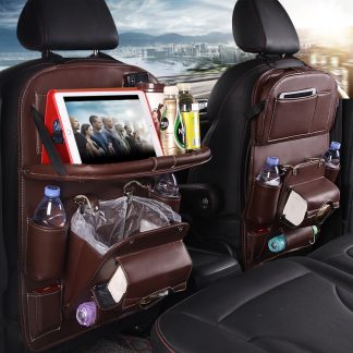 Multifunction PU Leather Car Back Seat Storage Bag